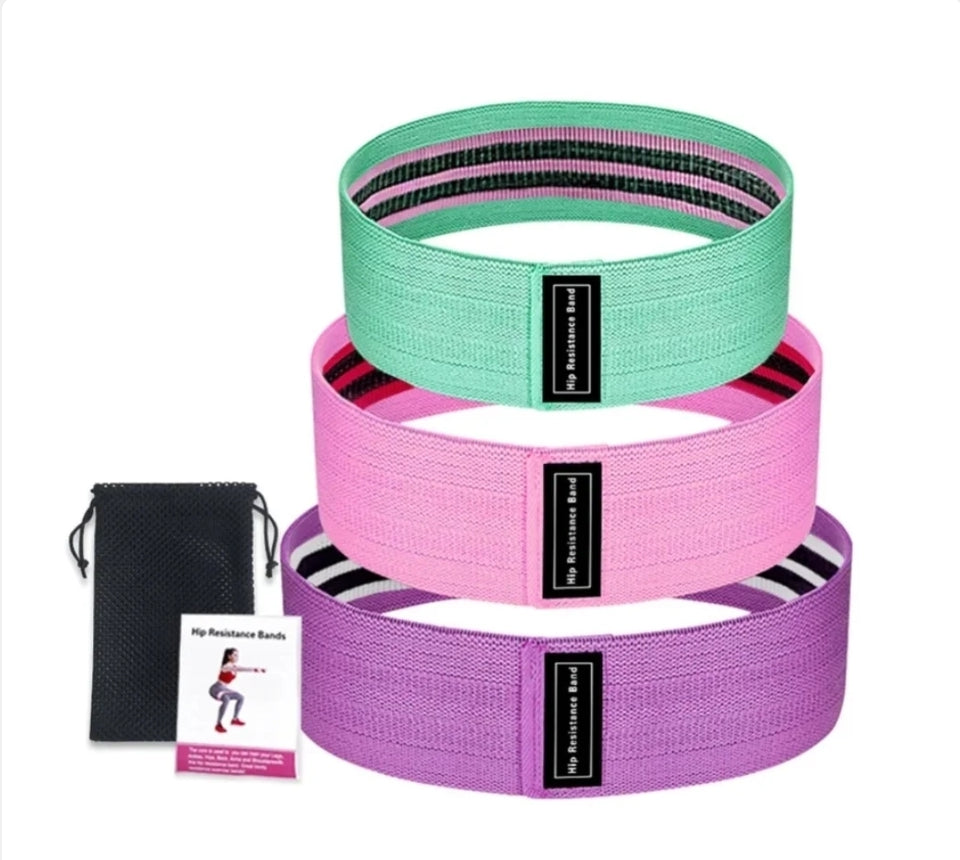 Gym Bunny Non Slip Fabric Resistance Bands 3pk