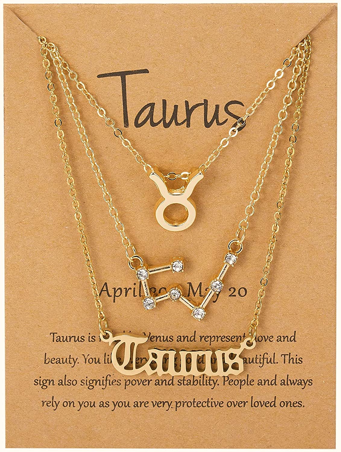 Gold 3 Piece Zodiac Sign Necklaces