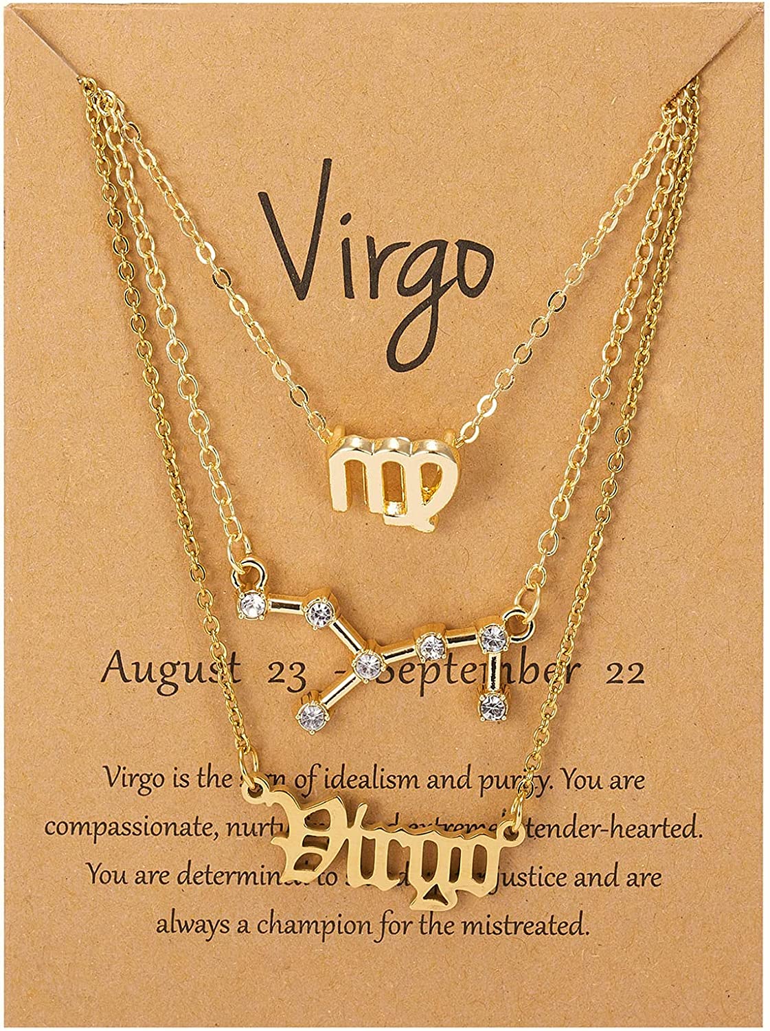 Gold 3 Piece Zodiac Sign Necklaces