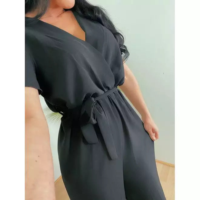Black Jessica Belted Jumpsuit