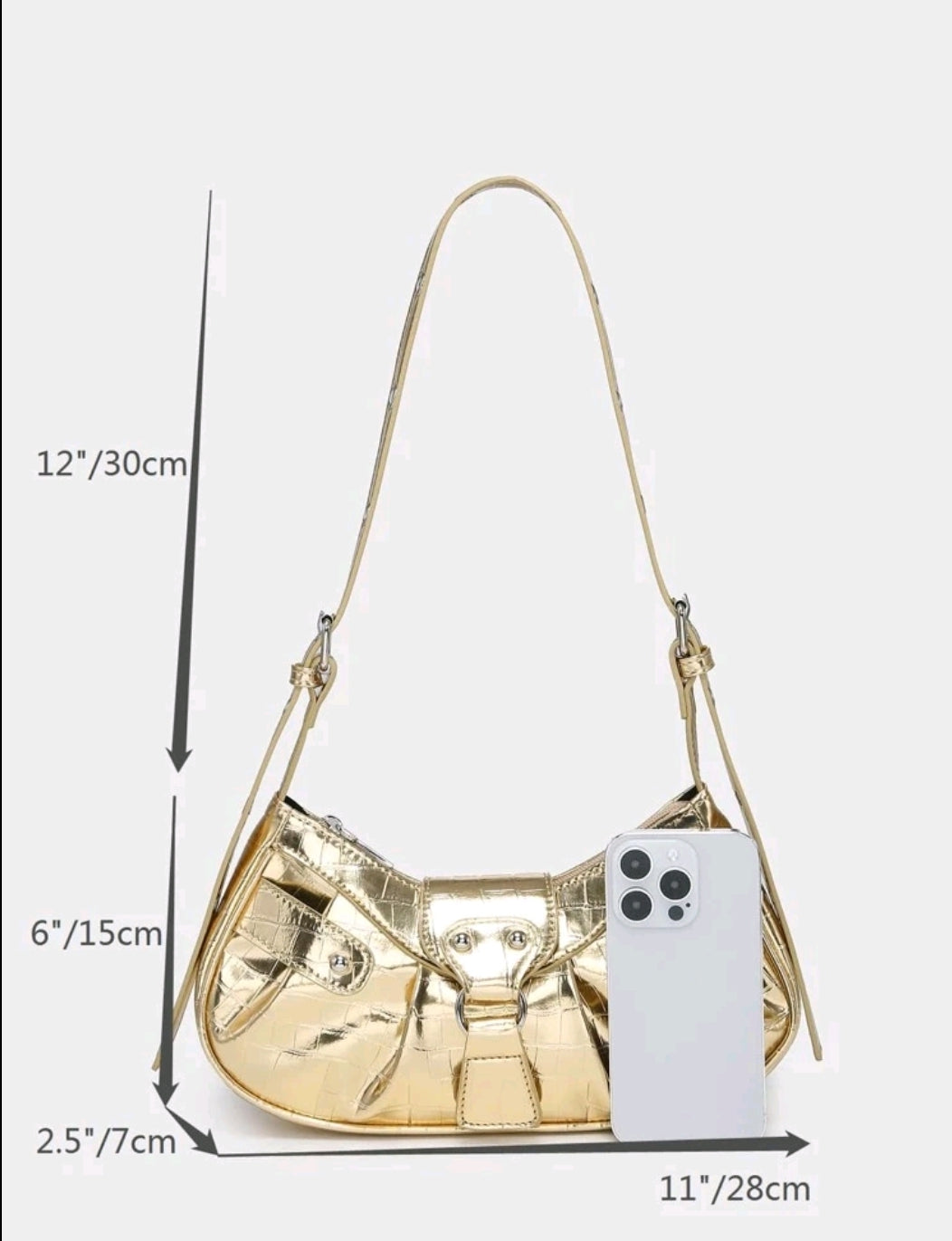 Metallic Gold Crocodile Hobo Handbag