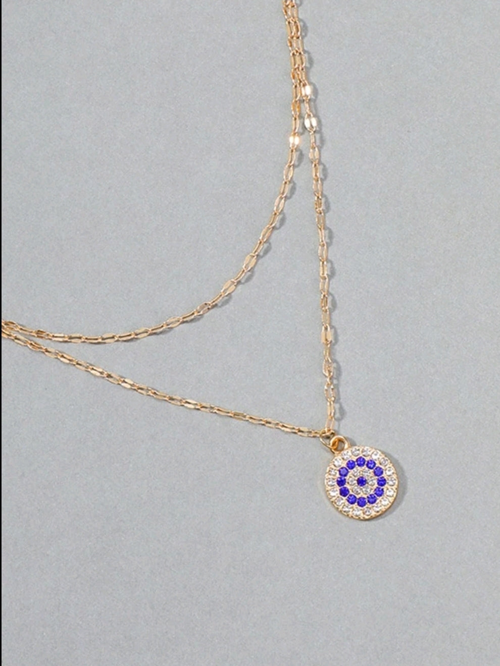 Gold Evil Eye Crystal Necklace