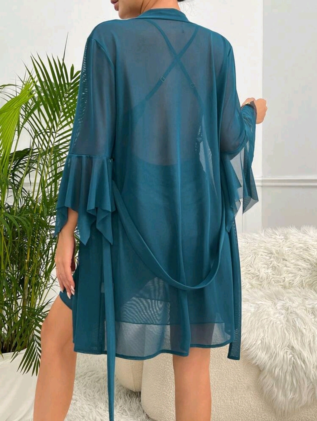 Teal Chiffon 2 Piece Night Dress Set