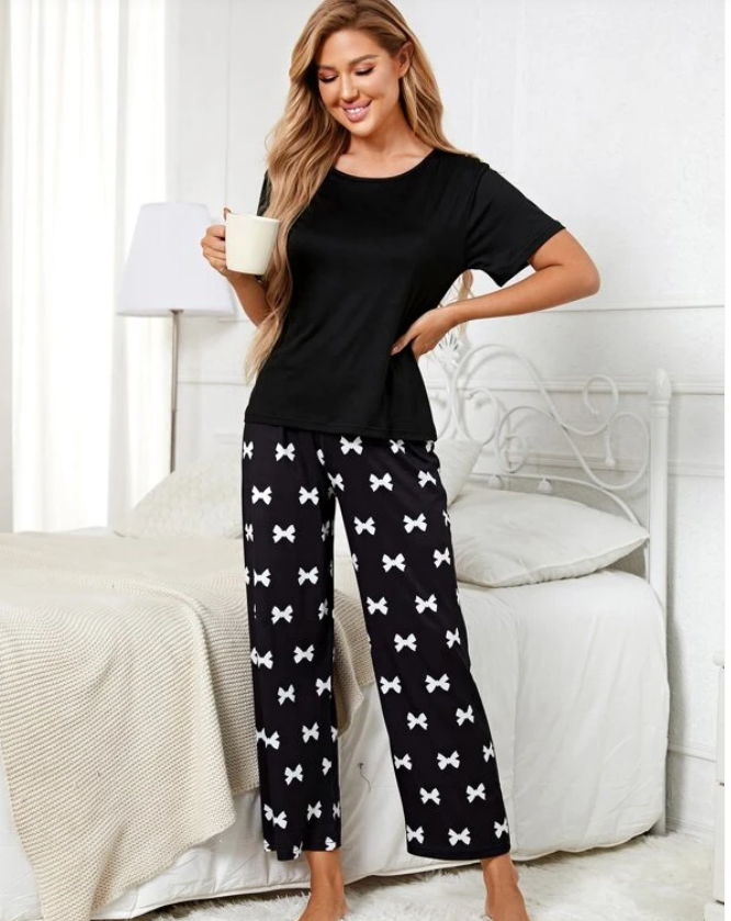 Black & White Bow Pyjama Set