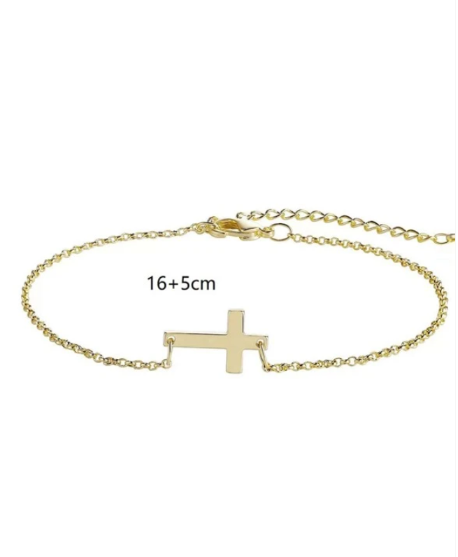 Gold Cross Chain Bracelet