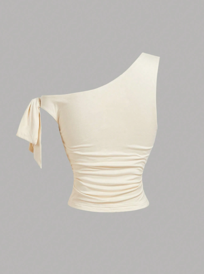 Cream Off Shoulder Top With 3D Flower