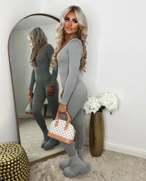 Grey top unitard jumpsuit